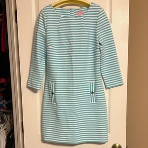 Lilly Pulitzer Aqua and White Striped Dress